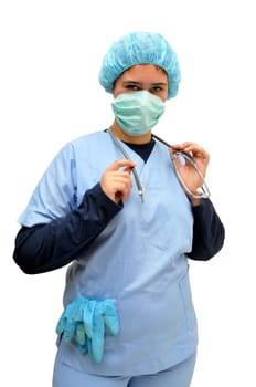 Young doctor or nurse isolated in white