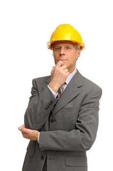 Engineer isolated against a white background