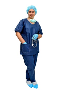 Young doctor or nurse isolated in white