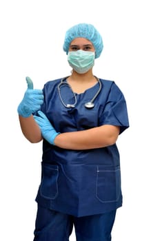Young female doctor isolated in white