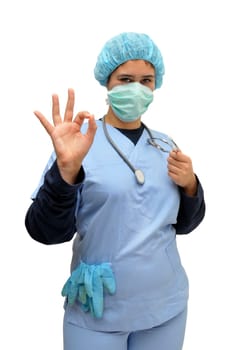 Young doctor or nurse isolated in white