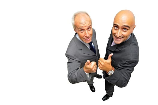Two businessmen posing isolated in white