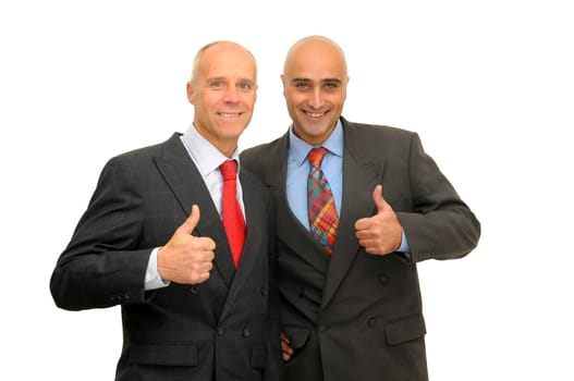 Two businessman isolated against a white background