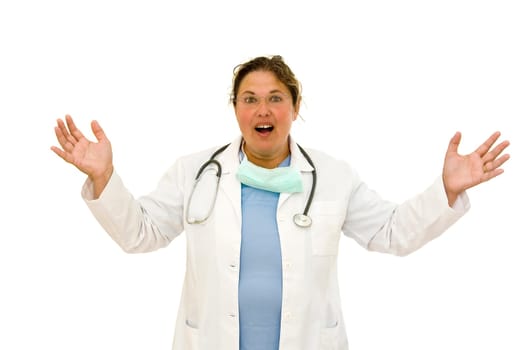Woman doctor isolated in white