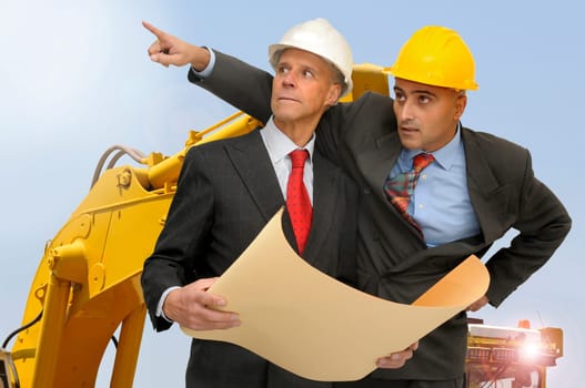 Engineer's team looking at a construction site