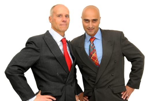 Two businessman isolated against a white background