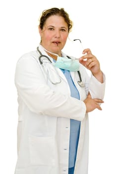 Woman doctor isolated in white