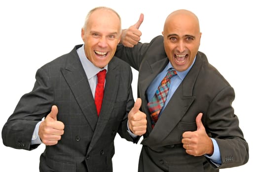 Two businessman isolated against a white background