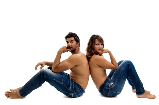 Beautiful fashionable young couple dressed in jeans