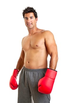 Muscular boxer isolated in white