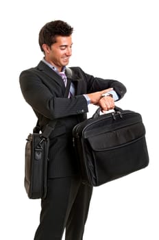 Young businessman isolated in white
