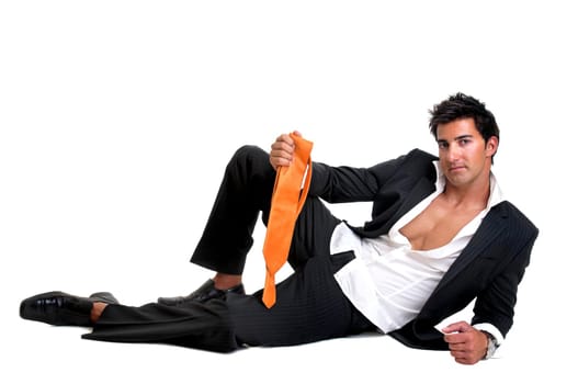 Fashionable young man isolated in white