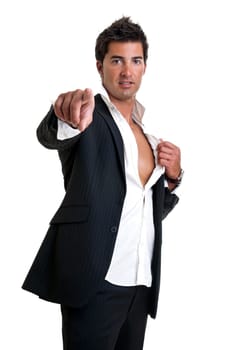 Fashionable young man isolated in white