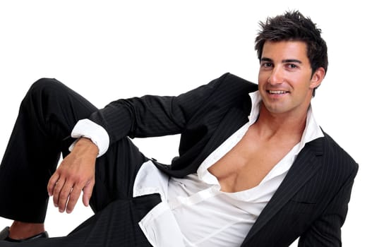 Fashionable young man isolated in white