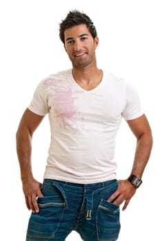 Fashionable young man isolated in white