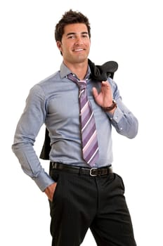 Young businessman isolated in white