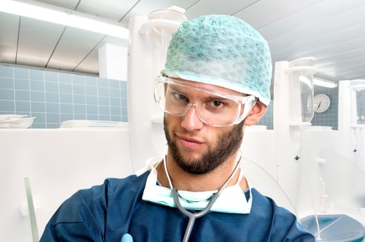 Young doctor portrait in uniform