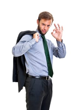 Young businessman isolated in white