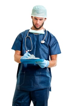 Doctor isolated against a white background
