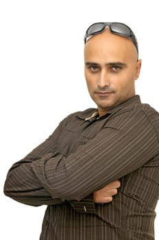 Man posing isolated against a white background