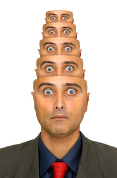 Businessman with several heads in matrioska way