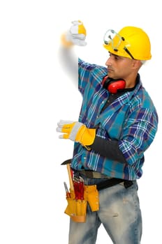 Constructor worker isolated in white