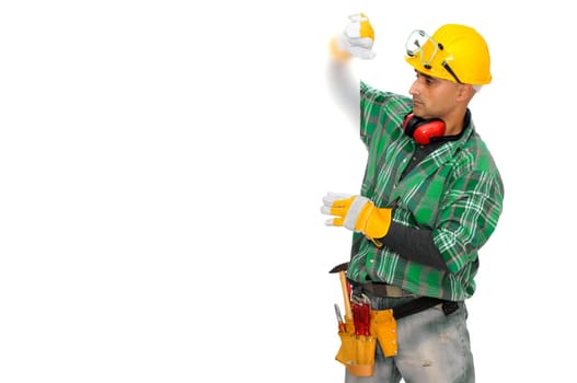 Constructor worker isolated in white