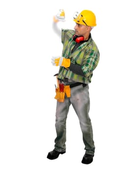 Constructor worker isolated in white