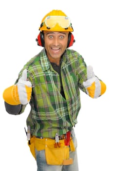 Constructor worker isolated in white