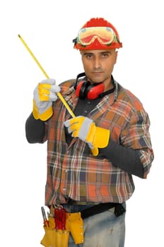Constructor worker isolated in white