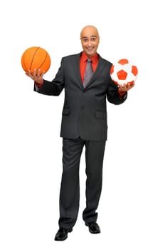 Businessman with balls isolated in white