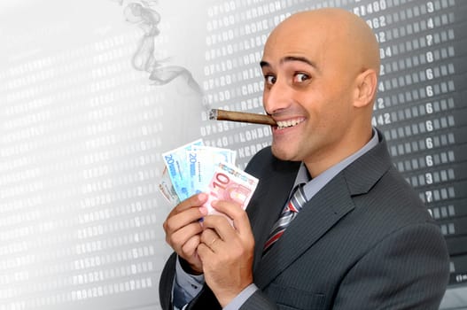 Businessman with money and a cigar