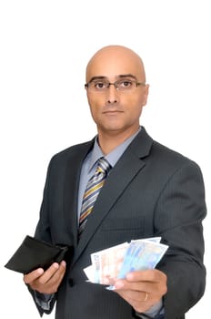 Happy businessman with money