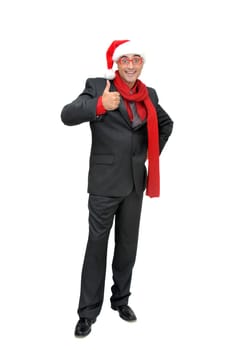 Happy businessman with Christmas hat