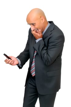 Stressed businessman with cellphone