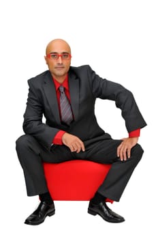 Businessman posing isolated in white