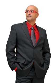 Businessman posing isolated in white