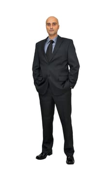Businessman posing isolated in white