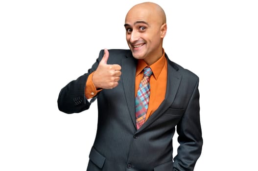 Happy businessman isolated in white