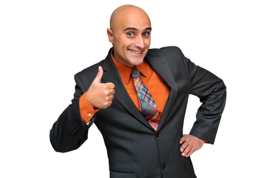 Happy businessman isolated in white
