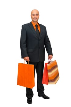 Businessman posing isolated in white