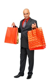 Businessman posing isolated in white