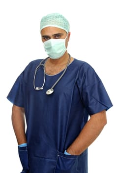 Doctor in uniform isolated in white
