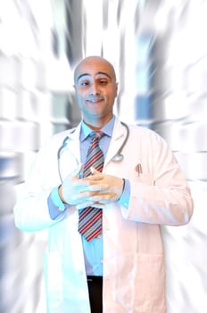 Doctor posing with funny face
