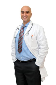 Doctor posing isolated in white