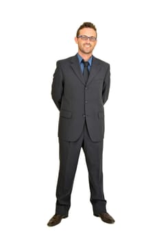 Young businessman posing isolated in white