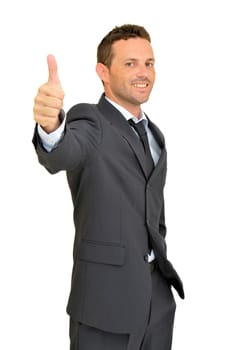 Young businessman posing isolated in white