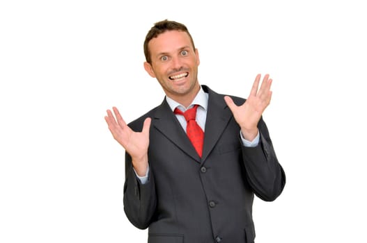 Young businessman posing isolated in white