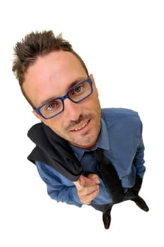 Young businessman posing against a white background