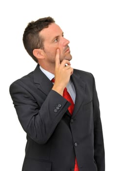 Young businessman posing isolated in white